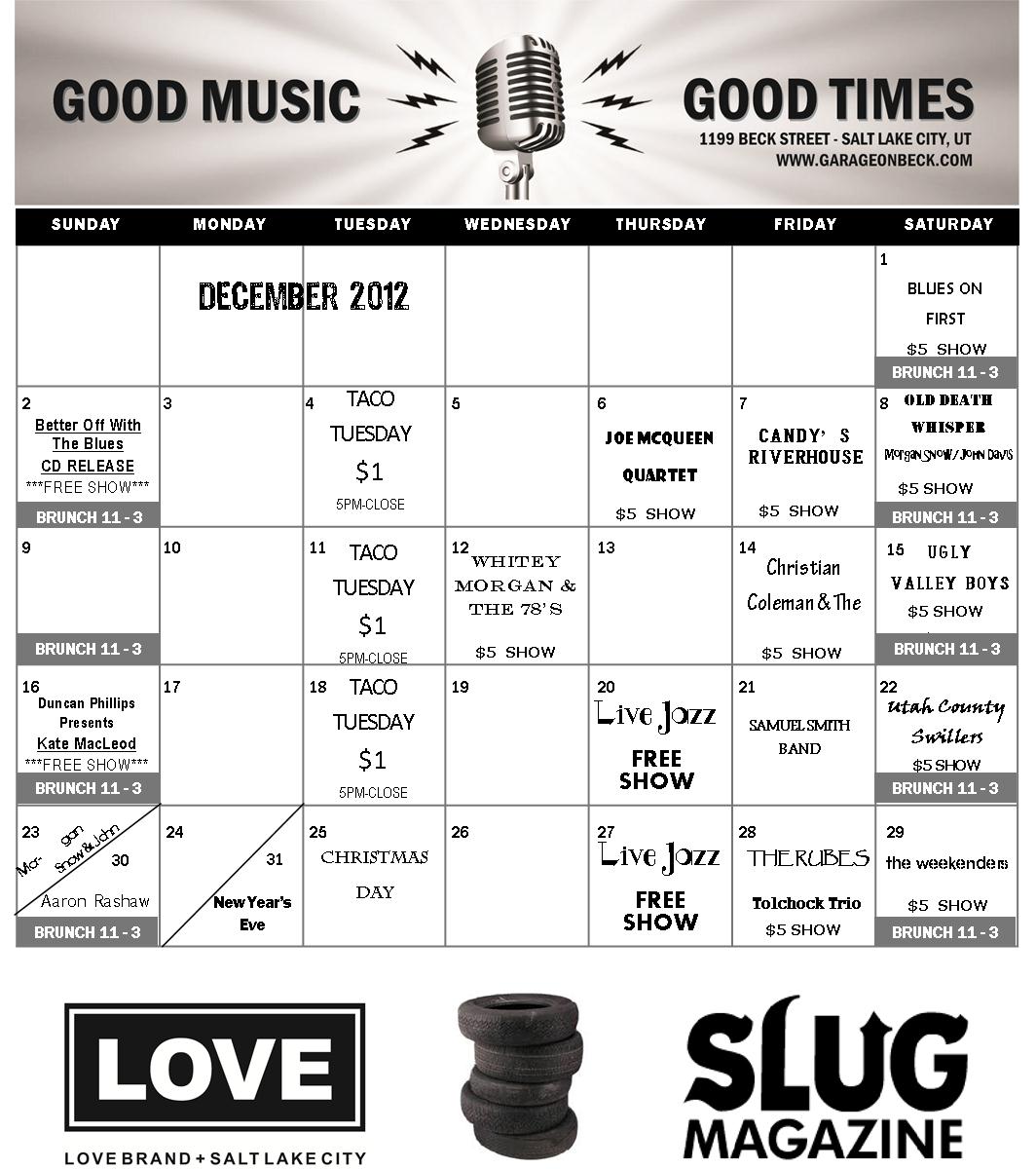 December Schedule